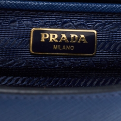 Pre Owned Prada Blue Saffiano Lux Leather Pattina Shoulder Bag