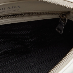 Prada White Quilted Leather Diagramme Crossbody Bag