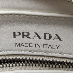 Prada White Quilted Leather Diagramme Crossbody Bag