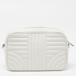 Prada White Quilted Leather Diagramme Crossbody Bag