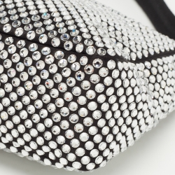 Pre Owned Prada Black Satin Crystals Re-Edition 2000 Baguette Bag