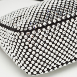 Pre Owned Prada Black Satin Crystals Re-Edition 2000 Baguette Bag