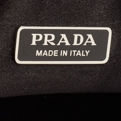 Pre Owned Prada Black Satin Crystals Re-Edition 2000 Baguette Bag