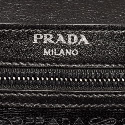 Prada Black/Red Glazed Leather Studded Flap Chain Bag