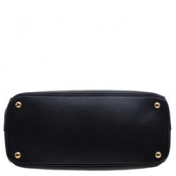 Pre Owned Prada Black Saffiano Lux Leather Double Zip Tote