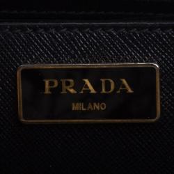 Pre Owned Prada Black Saffiano Lux Leather Double Zip Tote