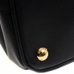Pre Owned Prada Black Saffiano Lux Leather Double Zip Tote