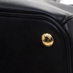 Pre Owned Prada Black Saffiano Lux Leather Double Zip Tote