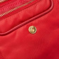 Pre Owned Prada Red Nylon and Leather Crossbody Bag