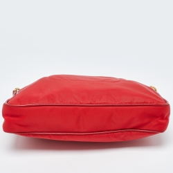 Pre Owned Prada Red Nylon and Leather Crossbody Bag