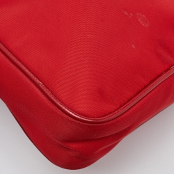 Pre Owned Prada Red Nylon and Leather Crossbody Bag