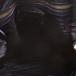 Pre Owned Prada Black Green Python Print Nylon St. Pitone Hobo