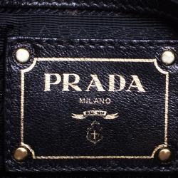 Pre Owned Prada Black Green Python Print Nylon St. Pitone Hobo