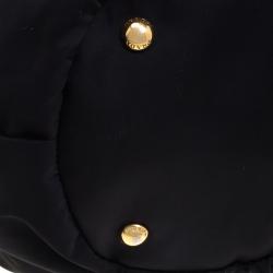 Pre Owned Prada Black Green Python Print Nylon St. Pitone Hobo