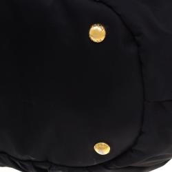 Pre Owned Prada Black Green Python Print Nylon St. Pitone Hobo