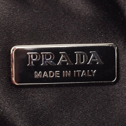 Pre Owned Prada Black Satin Crystals Re-Edition 2000 Baguette Bag