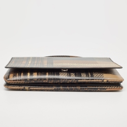 Pre Owned Prada Multicolor Tartan Leather Flap Top Handle Bag