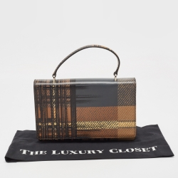 Pre Owned Prada Multicolor Tartan Leather Flap Top Handle Bag
