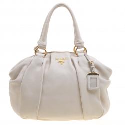 Pre Owned Prada Cream Leather Satchel
