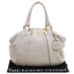 Pre Owned Prada Cream Leather Satchel