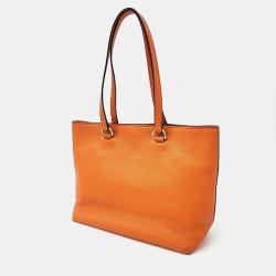 Pre Owned Prada Orange Leather Vitello Daino Tote Bag