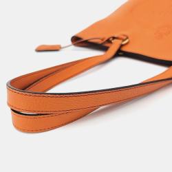 Pre Owned Prada Orange Leather Vitello Daino Tote Bag