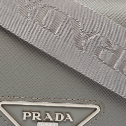Pre Owned Prada Grey Saffiano Cuir and City Leather Identity Shoulder Bag