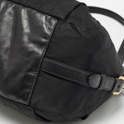 Pre Owned Prada Black Nylon and Leather Ring Handle Hobo