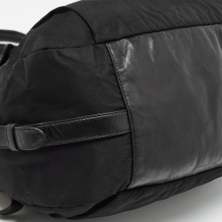 Pre Owned Prada Black Nylon and Leather Ring Handle Hobo
