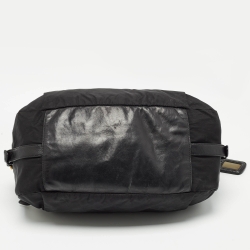 Pre Owned Prada Black Nylon and Leather Ring Handle Hobo