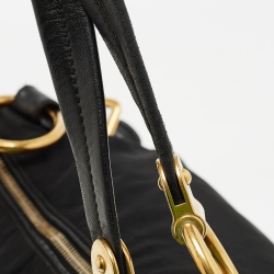 Pre Owned Prada Black Nylon and Leather Ring Handle Hobo
