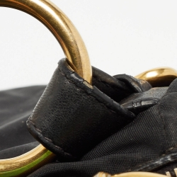Pre Owned Prada Black Nylon and Leather Ring Handle Hobo