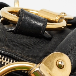 Pre Owned Prada Black Nylon and Leather Ring Handle Hobo