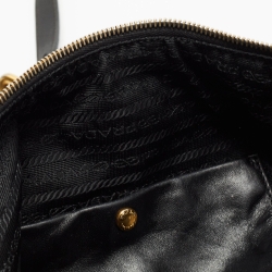 Pre Owned Prada Black Nylon and Leather Ring Handle Hobo