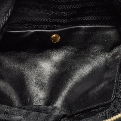 Pre Owned Prada Black Nylon and Leather Ring Handle Hobo
