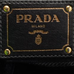 Pre Owned Prada Black Nylon and Leather Ring Handle Hobo