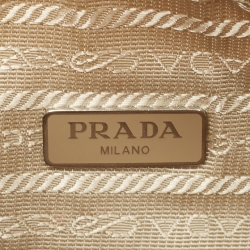 Pre Owned Prada Beige Tessuto Nylon Re-Edition 2000 Baguette Bag