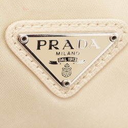 Pre Owned Prada Beige Tessuto Nylon Re-Edition 2000 Baguette Bag