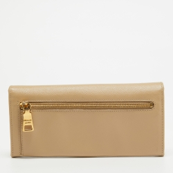 Prada Beige Saffiano Leather Flap Continental Wallet