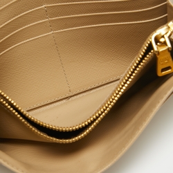 Prada Beige Saffiano Leather Flap Continental Wallet