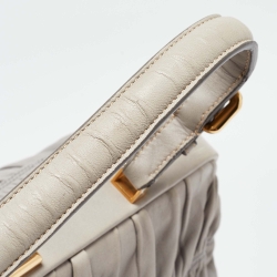 Pre Owned Prada Grey Gaufre Leather Frame Hobo