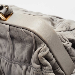 Pre Owned Prada Grey Gaufre Leather Frame Hobo