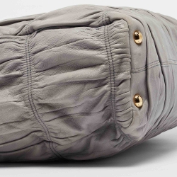 Pre Owned Prada Grey Gaufre Leather Frame Hobo