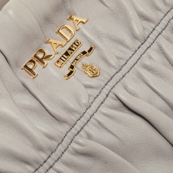 Pre Owned Prada Grey Gaufre Leather Frame Hobo