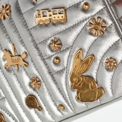 مملوكة مسبقًا Prada Silver Diagramme Leather Small Embellished Shoulder Bag