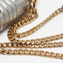 مملوكة مسبقًا Prada Silver Diagramme Leather Small Embellished Shoulder Bag