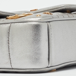 مملوكة مسبقًا Prada Silver Diagramme Leather Small Embellished Shoulder Bag
