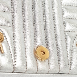 مملوكة مسبقًا Prada Silver Diagramme Leather Small Embellished Shoulder Bag