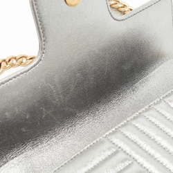 مملوكة مسبقًا Prada Silver Diagramme Leather Small Embellished Shoulder Bag
