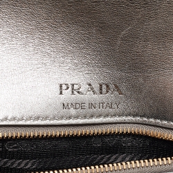 مملوكة مسبقًا Prada Silver Diagramme Leather Small Embellished Shoulder Bag